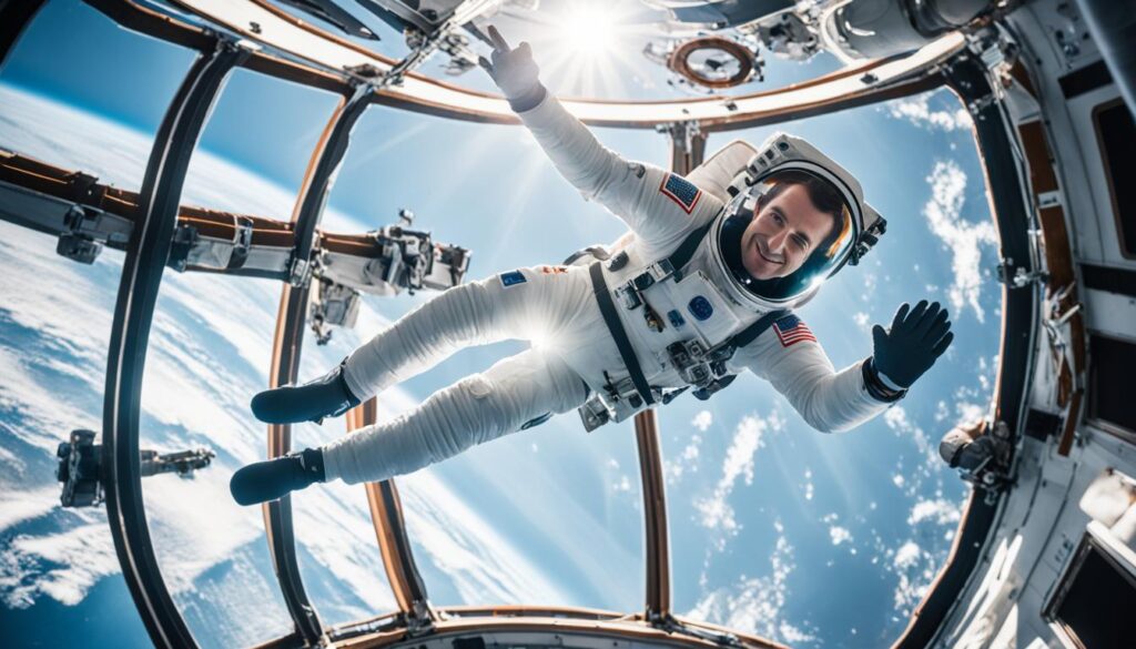 Astronaut exercising on the International Space Station Astronaut exercising on the International Space Station