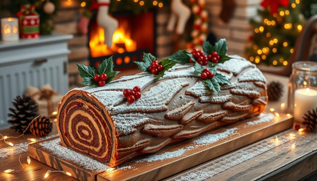 Festive Yule Log Cake
