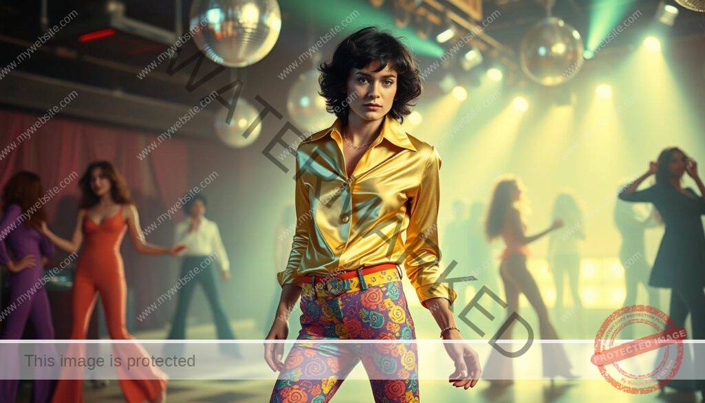Satin shirts and bell-bottom pants