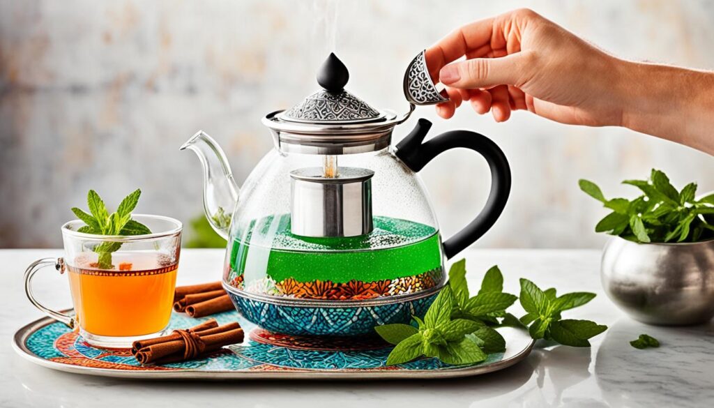 moroccan mint tea preparation
